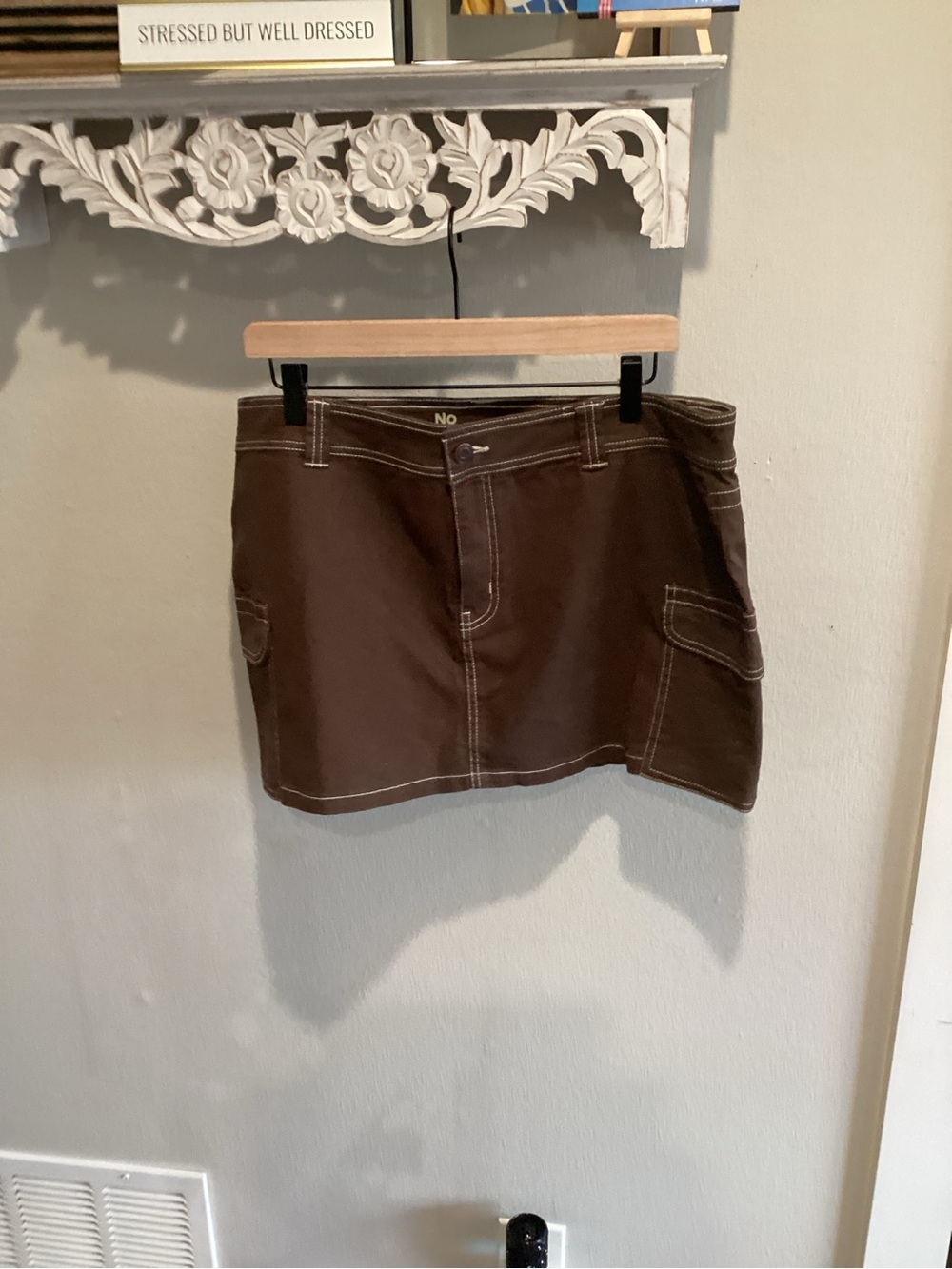 NWOT - Brown Mini Skirt w/Contrast Stitching - Never Worn - Sz XL!
